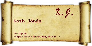 Koth Jónás névjegykártya